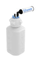 EZwaste® HD Safety Vent Bottle 4L HDPE with VersaCap® 83mm, 6 ports for 1/8" OD Tubing, 1 port for 1/4" HB or 3/8"HB