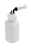 EZwaste® HD Safety Vent Bottle 4L HDPE with VersaCap® 83mm, 6 ports for 1/8" OD Tubing, 1 port for 1/4" HB or 3/8"HB - SolventWaste.com