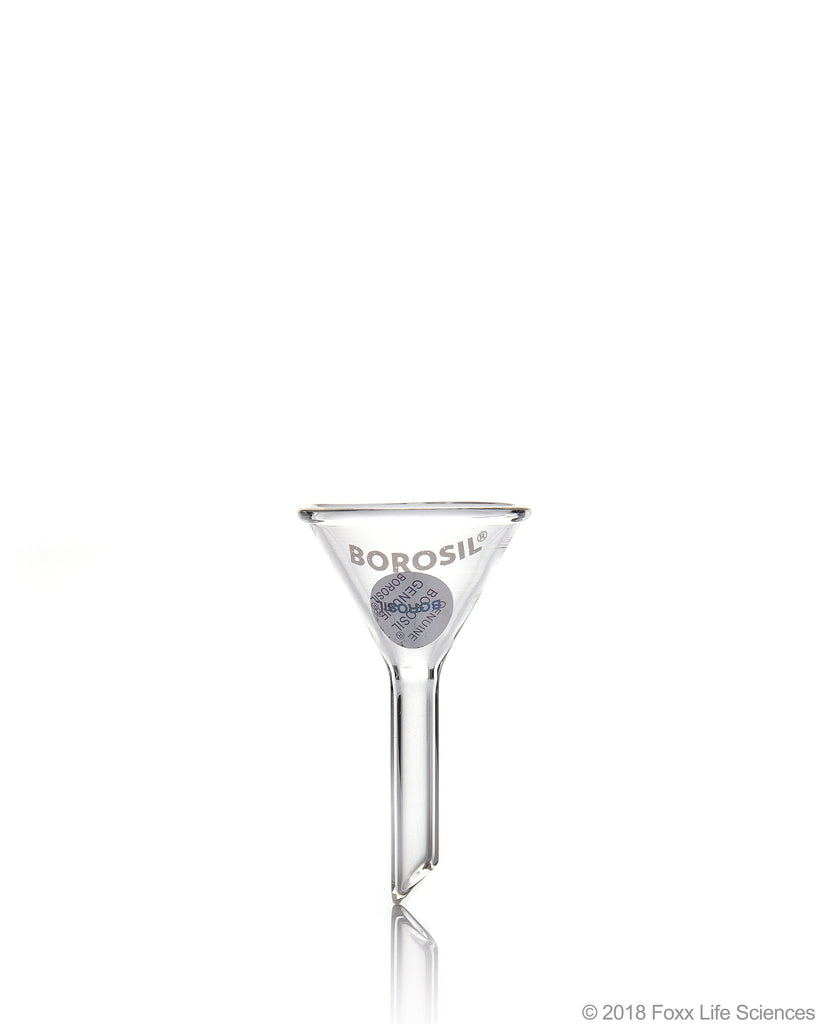 Borosil® Funnels - Short Stem - Plain - 60 deg 35 MM - ISO 4798 - 3.3 Borosilicate glass - SolventWaste.com