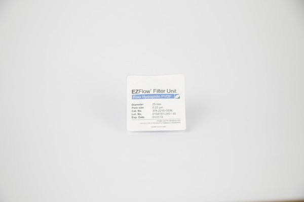 EZFlow® 25mm Sterile Syringe Filter, .2µm Hydrophilic PVDF, 25mm, 100/pack - SolventWaste.com