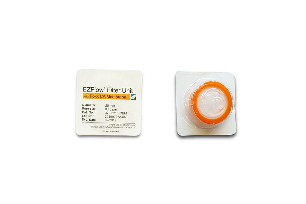EZFlow® Syringe Filter, CA, 0.45µm, 25mm, Sterile, 100/pack - SolventWaste.com