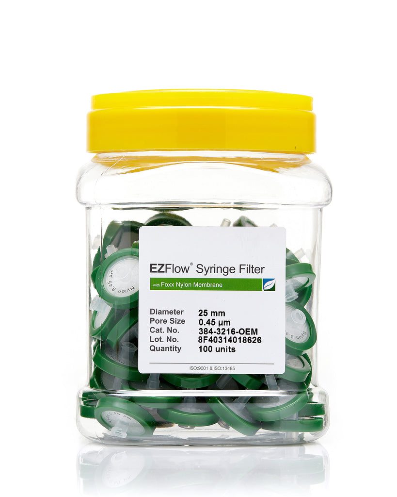 EZFlow® 25mm Syringe Filter, .45µm Nylon, 100/pack - SolventWaste.com
