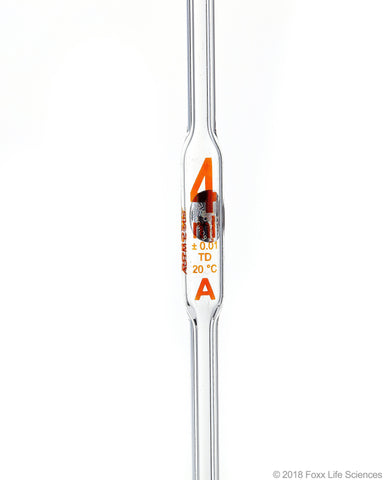 Borosil Volumetric Pipette Bulb Pipette Class A Accuracy ASTM Batch Certificate 4mL Borosilicate - SolventWaste.com