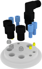 EZwaste® HD Safety Vent Carboy 10L HDPE with VersaCap® 83mm, 4 ports for 1/8" OD Tubing, 3 ports for 1/4" OD Tubing - SolventWaste.com