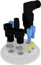 EZwaste® HD Safety Vent Carboy 20L HDPE with VersaCap® 83mm, 4 ports for 1/8" OD Tubing, 3 ports for 1/4" OD Tubing, 1 port for 1/4" HB or 3/8" HB - SolventWaste.com