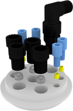 EZwaste® XL Safety Vent Carboy 75L HDPE with VersaCap® 120mm, 4 Ports for 1/8” OD Tubing, 4 Ports for ¼” OD Tubing and a Chemical Exhaust Filter - SolventWaste.com