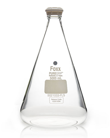 PUREGRIP® Erlenmeyer / Conical Flasks with GL45 Screw Cap 5000 mL 2/Case - SolventWaste.com