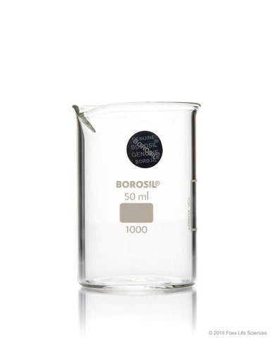 Borosil® Beaker Griffin Low Form with Spout Graduated ISO 3819 Borosilicate 50mL CS/60 - SolventWaste.com