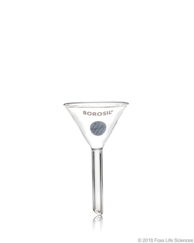 Borosil® Funnels - Short Stem - Plain - 60 deg 50 MM - ISO 4798 - 3.3 Borosilicate glass - SolventWaste.com
