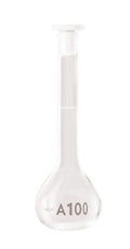 Borosil® Flasks - Volumetric - Class A - Clear - PP Stopper - 100mL - 14/23 - Batch Cert - CS/10 - SolventWaste.com