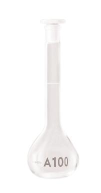 Borosil® Flasks - Volumetric - Class A - Clear - PP Stopper - 100mL - 14/23 - Ind. Cert - CS/10 - SolventWaste.com