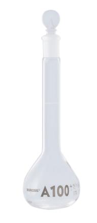 Borosil® Flasks - Volumetric - Class A - WM - Clear - Glass Stopper - 1L - Ind. Cert - CS/10 - SolventWaste.com