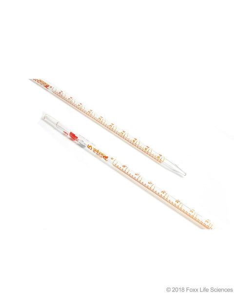 Borosil Graduated Mohr Pipette - 3.3 Borosilicate glass - Amber markings - CS/10 - 5mL - SolventWaste.com