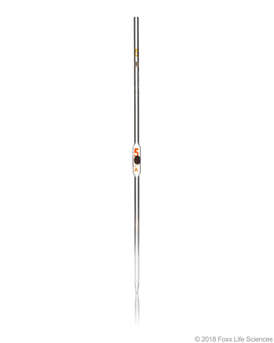 Borosil Volumetric Pipette Bulb Pipette Class A Accuracy ASTM Batch Certificate 5mL Borosilicate - SolventWaste.com