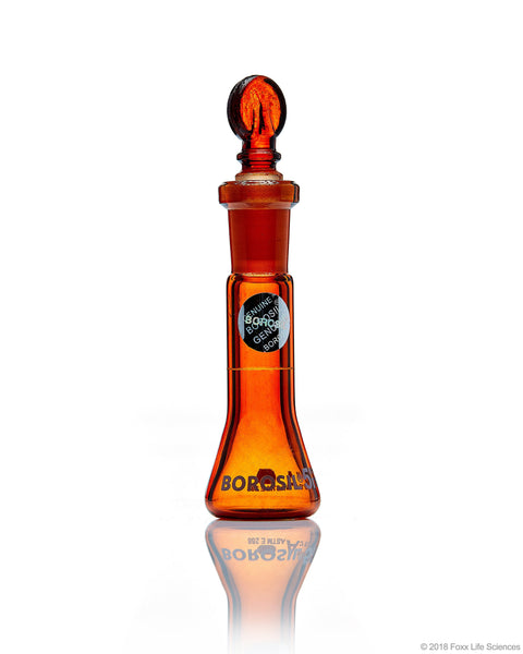 Amber Volumetric Flask - Wide Neck - With Glass I/C Stopper - Class A with Batch certificate - 5 mL - SolventWaste.com