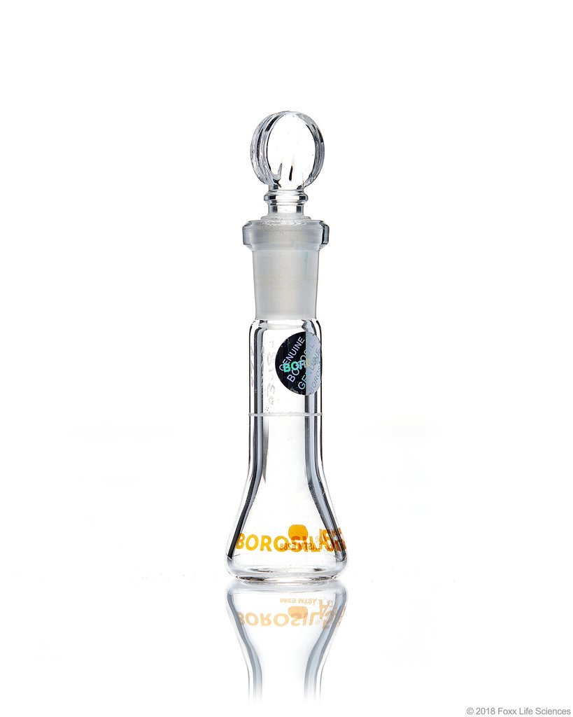 Volumetric Flask - Wide Neck - With Glass I/C Stopper - Class A - Ind Cert 5 mL - SolventWaste.com