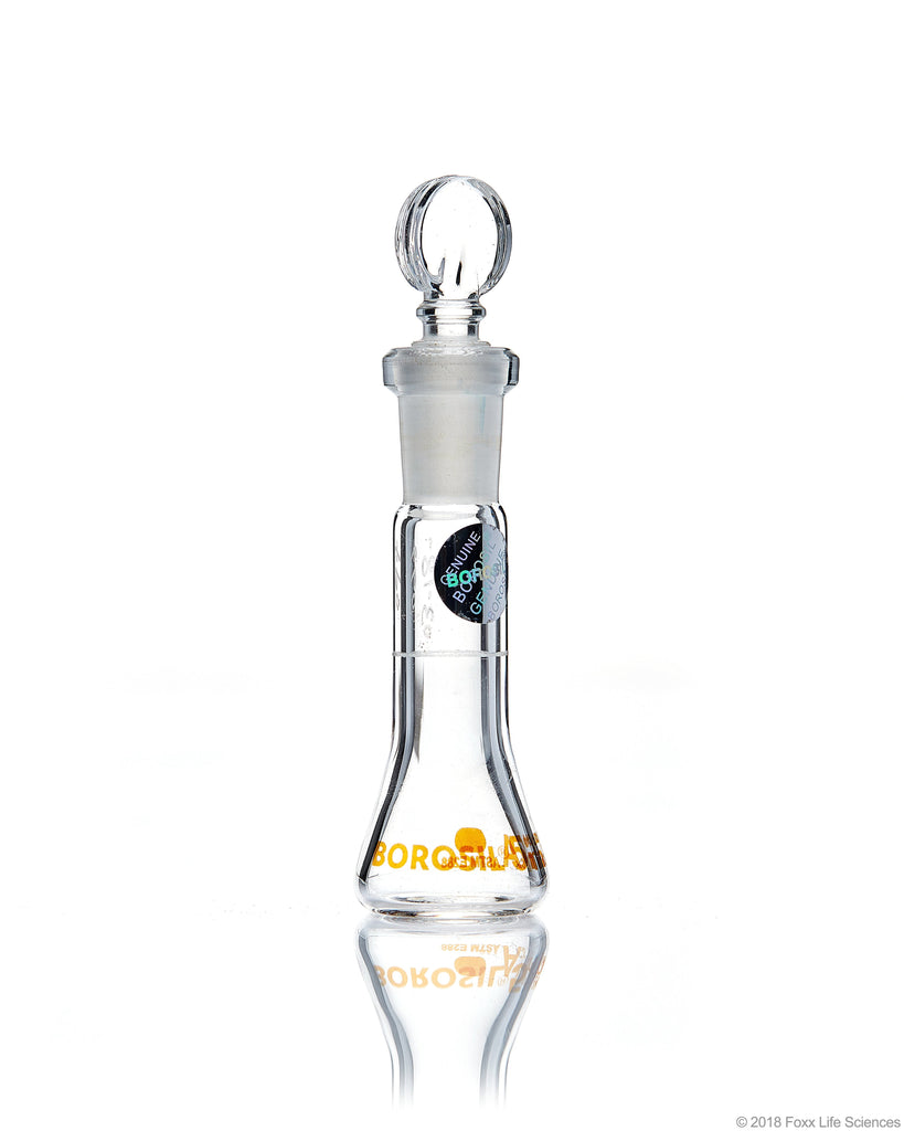 Volumetric Flask - Wide Neck - With Glass I/C Stopper - Class A with Batch certificate - 5 mL - SolventWaste.com