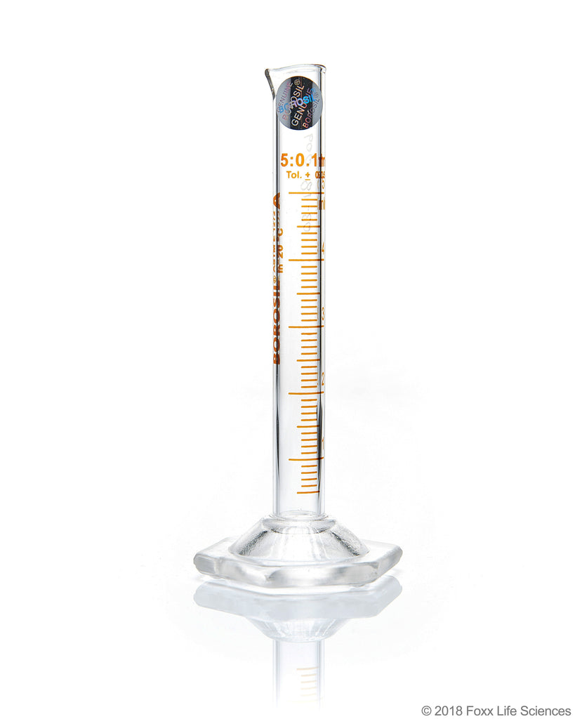 Graduated Measuring Cylinder Class A - ASTM Batch Certificate Hexagonal Base - 5 mL CS/5 - SolventWaste.com