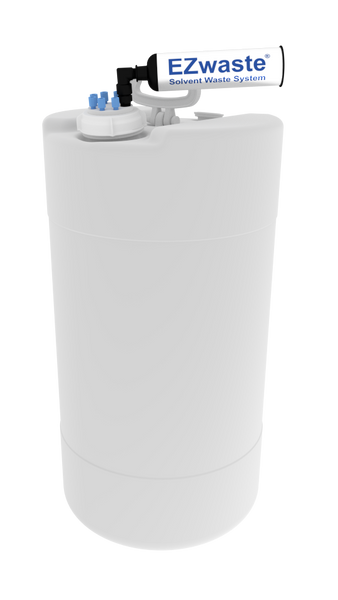 EZwaste® XL UN/DOT Filter Kit, VersaCap S-70 w/ Threaded Adapter, 4 Ports for 1/8” OD Tubing, 3 Ports for ¼” OD Tubing with 60L Container - SolventWaste.com