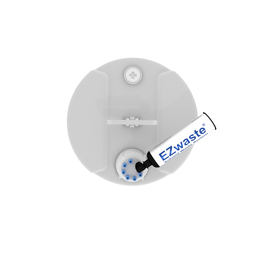 EZwaste® XL UN/DOT Filter Kit, VersaCap S-70 w/ Threaded Adapter, 4 Ports for 1/8” OD Tubing, 4 Ports for ¼” OD Tubing with 60L Container - SolventWaste.com