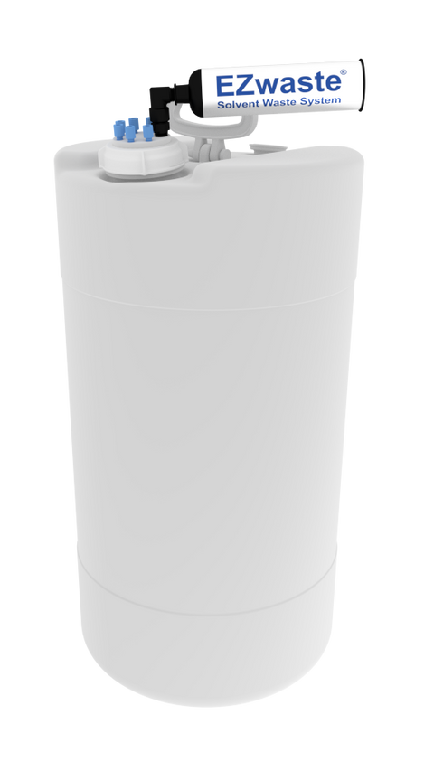 EZwaste® XL UN/DOT Filter Kit, VersaCap S-70 w/ Threaded Adapter, 4 Ports for 1/8” OD Tubing, 4 Ports for ¼” OD Tubing with 60L Container - SolventWaste.com