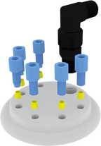 EZwaste® HD Safety Vent Bottle 20L HDPE with VersaCap® 83mm, 6 Ports for 1/8'' OD Tubing and a Chemical Exhaust Filter - SolventWaste.com