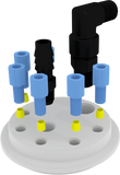 EZwaste® XL Safety Vent Carboy 40L HDPE with VersaCap® 120mm, 6 Ports for 1/8” OD Tubing, 1 Port for 1/4" HB or 3/8" HB Adapter and a Chemical Exhaust Filter - SolventWaste.com