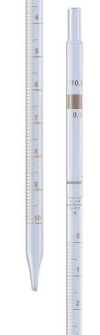 Borosil® Pipettes - Measuring (Mohr) - Class A - 2.0mL x 0.10mL - Batch Cert - CS/10 - SolventWaste.com