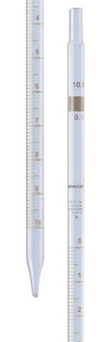 Borosil® Pipettes - Measuring (Mohr) - Class A - 0.1mL x 0.01mL - Batch Cert - CS/10 - SolventWaste.com