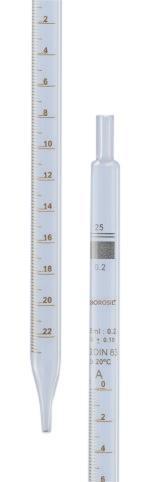 Borosil® Pipettes - Measuring (Mohr) - Class B - 2.0mL x 0.02mL - CS/20 - SolventWaste.com