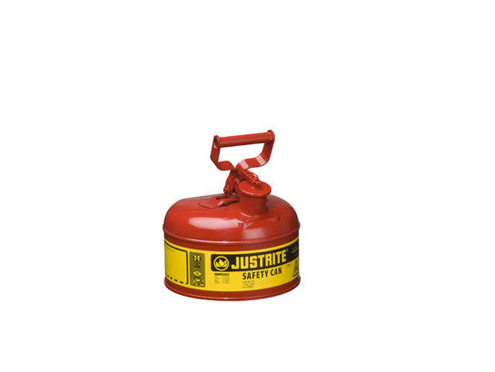 Type I Steel Safety Can for flammables, 1 gallon (4L), S/S flame arrester, self-close lid - SolventWaste.com