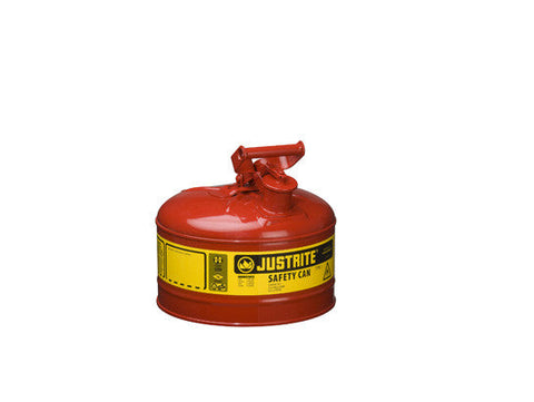 Type I Steel Safety Can for flammables, 2.5 gallon (9.5L), S/S flame arrester, self-close lid - SolventWaste.com