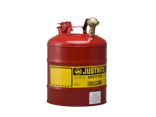 Type I Dispensing Safety Can, 5 gallon, top 08540 brass faucet, S/S flame arrester, Steel - SolventWaste.com
