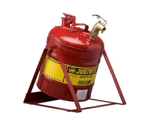 Type I Tilt Safety Can with Stand, 5 gallon, top 08902 faucet, S/S flame arrester, Steel - SolventWaste.com