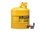 Type I Shelf Safety Can, 5 gallon, bottom 08902 faucet, S/S flame arrester, Steel - SolventWaste.com