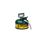 Type II AccuFlow™ Steel Safety Can for flammables, 1 gal., S/S flame arrester, 5/8" metal hose - SolventWaste.com