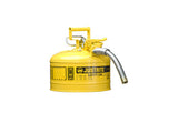 Type II AccuFlow™ Steel Safety Can for flammables, 2.5 gal., S/S flame arrester, 1" metal hose - SolventWaste.com