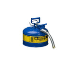 Type II AccuFlow™ Steel Safety Can for flammables, 2.5 gal., S/S flame arrester, 1" metal hose - SolventWaste.com