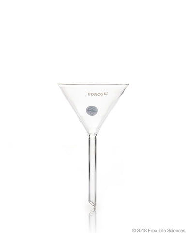 Borosil® Funnels - Short Stem - Plain - 60 deg 100 MM - ISO 4798 - 3.3 Borosilicate glass - SolventWaste.com