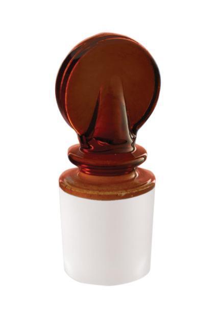 Borosil® Amber Solid Penny Head Glass Stopper - Interchangeable Ground Joint 29/32 CS/20 - SolventWaste.com