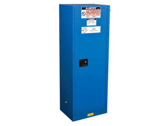 ChemCor® Slimline Hazardous Material Safety Cabinet, Cap. 22 gal, 3 shlvs, 1 s/c dr - SolventWaste.com