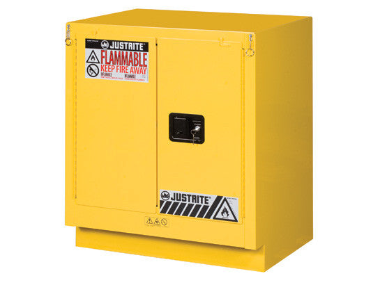 Under Fume Hood solvent/flammable liquid safety cabinet, Cap. 19 gal., 1 shelf, 2 s/c doors - SolventWaste.com