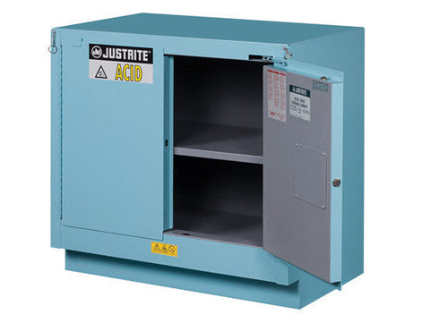 ChemCor® Under Fume Hood Corrosives/Acids Safety Cabinet, Cap. 23 gal., 1 shelf, 2 s/c doors - SolventWaste.com