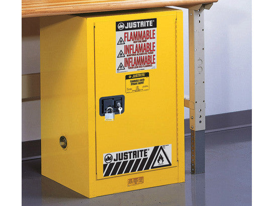 Sure-Grip® EX Compac Flammable Safety Cabinet, Cap. 12 gallons, 1 shelf, 1 s/c door - SolventWaste.com
