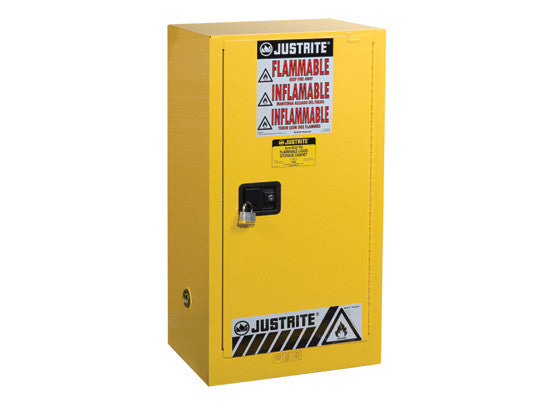 Sure-Grip® EX Compac Flammable Safety Cabinet, Cap. 15 gallons, 1 shelf, 1 s/c door - SolventWaste.com