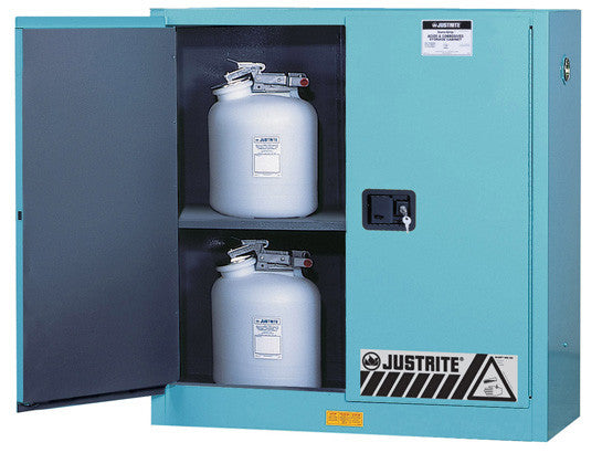 ChemCor® Corrosives/Acids Safety Cabinet, Cap. 30 gallons, 1 shelf, 2 manual-close doors - SolventWaste.com