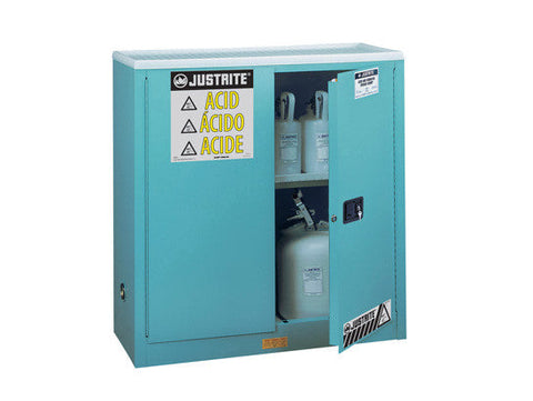 Sure-Grip® EX Corrosives/Acid Stl Safety Cabinet, Dims. 44"H, Cap. 30 gal., 1 shelf, 2 m/c doors - SolventWaste.com