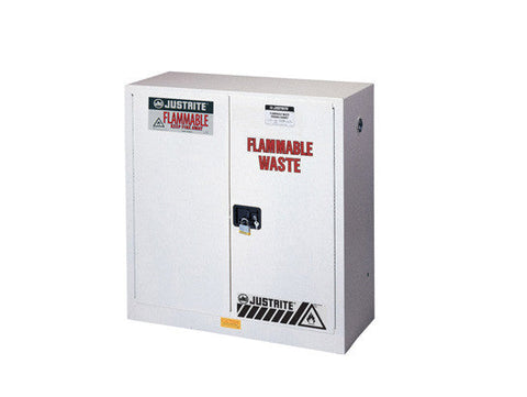 Flammable Waste Safety Cabinet, Steel, Cap. 30 gallons, 1 shelf, 2 manual-close doors - SolventWaste.com