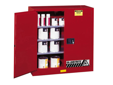 Sure-Grip® EX Combustibles Safety Cabinet for paint and ink, Cap. 40 gal., 3 shelves, 2 m/c doors - SolventWaste.com