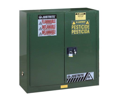 Sure-Grip® EX Pesticides Safety Cabinet, Cap. 30 gallons, 1 shelf, 2 self-close doors - SolventWaste.com